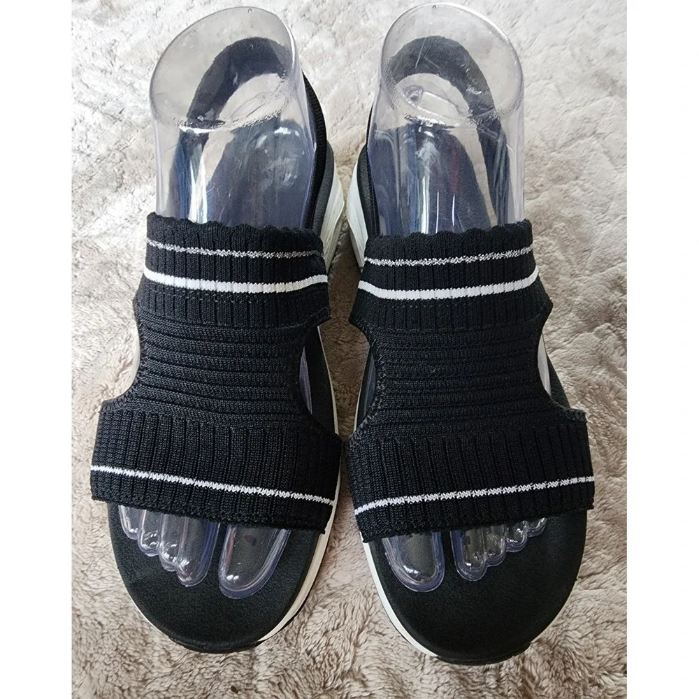 Skechers Uno Coolio Black White Sports Wedge Sandals Womens 7 119255